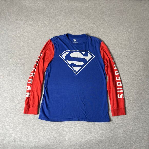 DC Comics Superman Men’s Classic Logo Color-block Long Sleeve Graphic T-Shirt - Picture 10 of 10